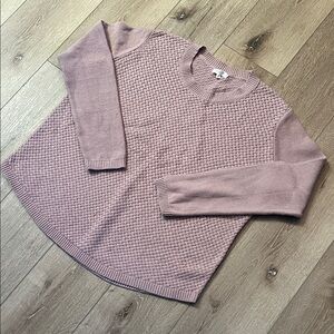 August Mist ~ textured knit cotton blend sweater, dusty pink, good condition.